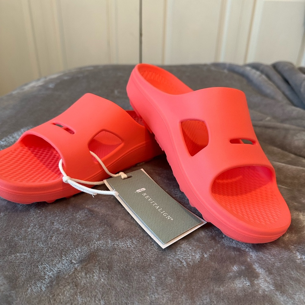 Revitalign Orthotic Recovery Slide Fusion Strive Sz 10 Georgia Peach Wide Width